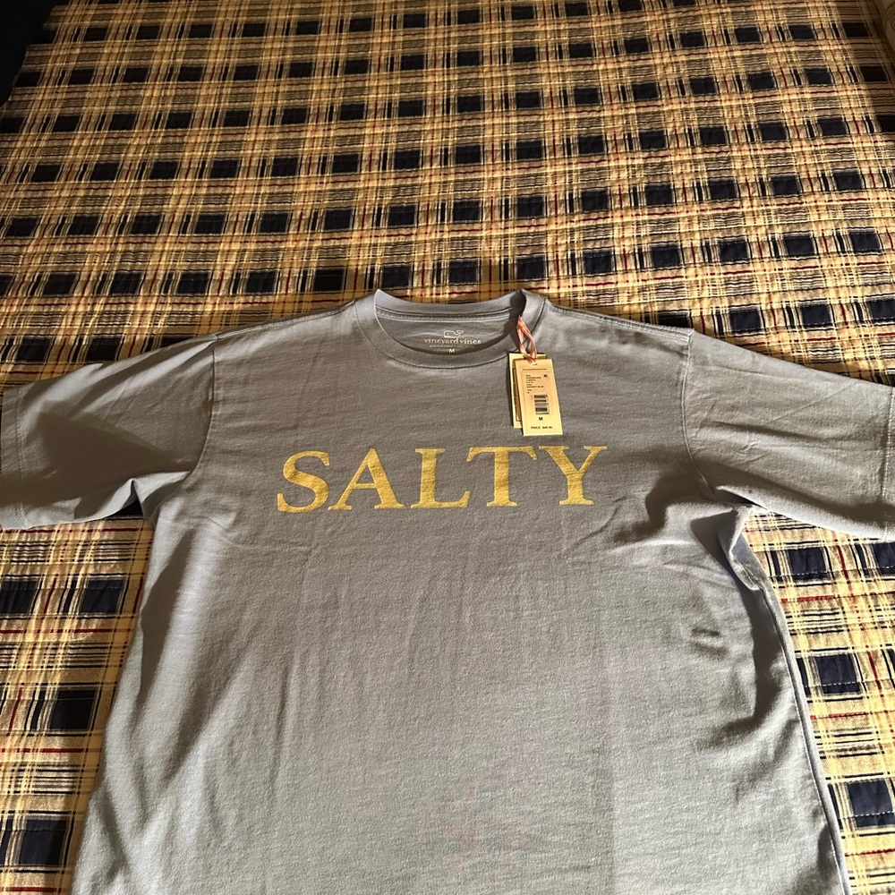 Vineyard Vines Gray and Yellow 'Salty' Tee